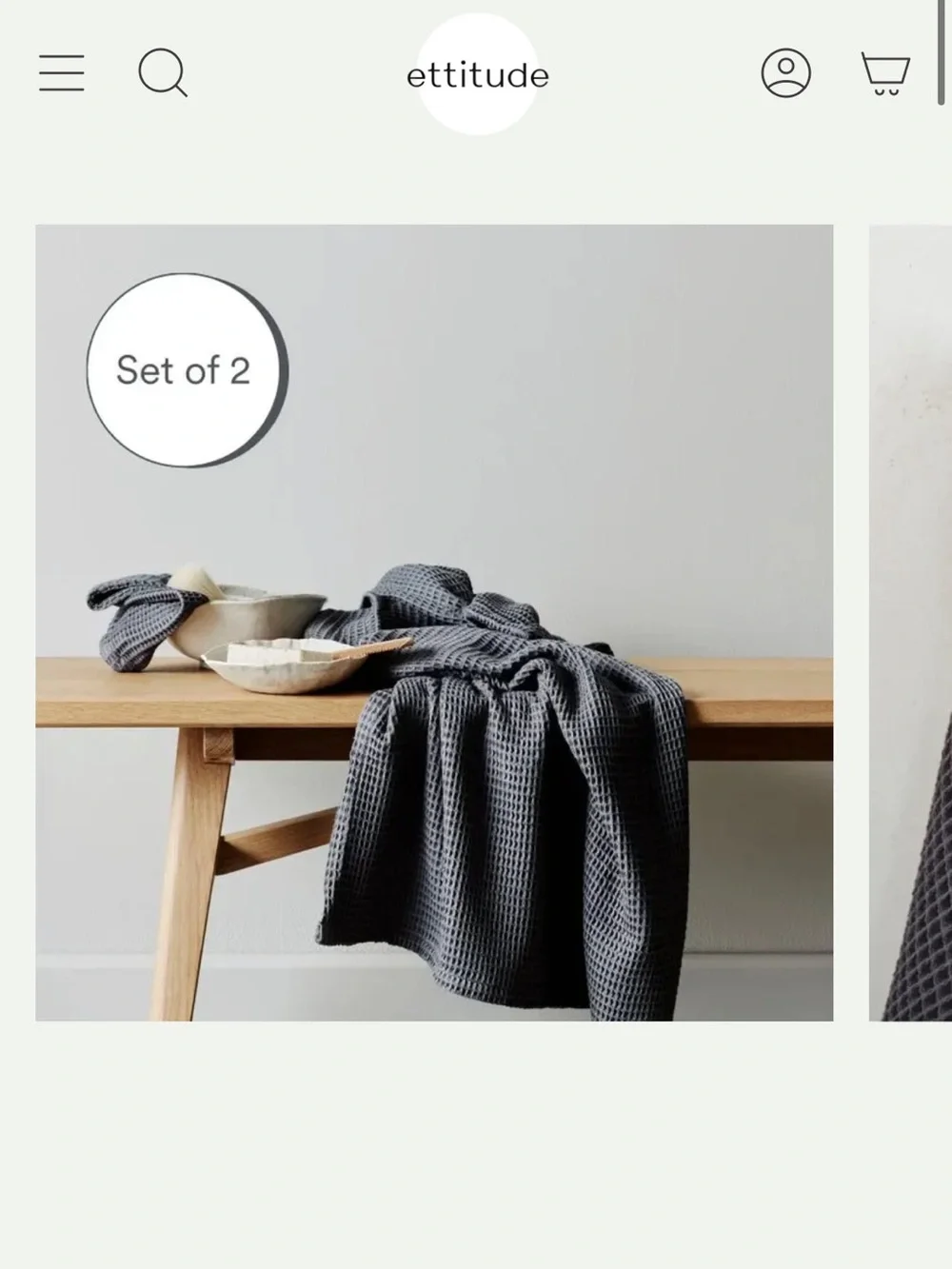 NWT 2 pack Ettitude Slate Waffle Towels